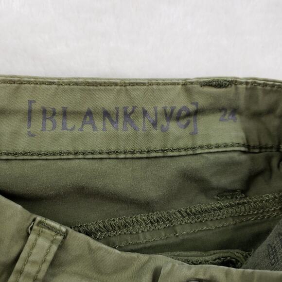 Blank NYC Skinny Pants Women 24 The Stick Shift Green Moto Zip Ankle - Picture 5 of 7